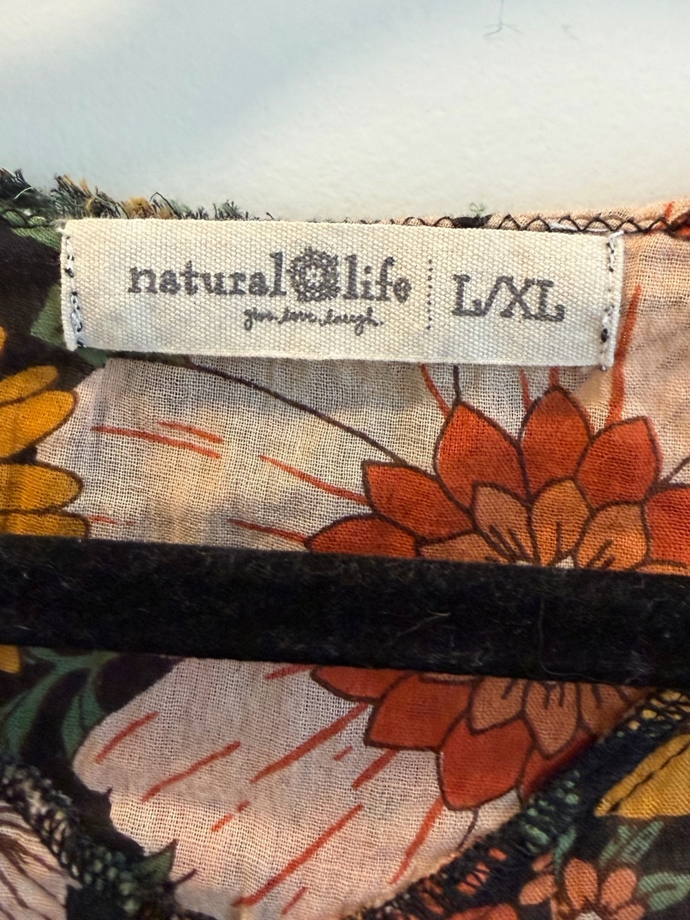 NATURAL LIFE Women’s Boho Floral Lightweight Top Long Sleeve size L/XL - Picture 6 of 12